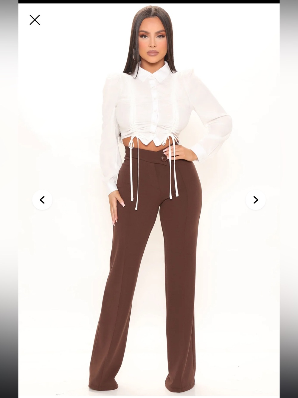 Fashion Nova High-Waist Wide Leg Pants - Brown